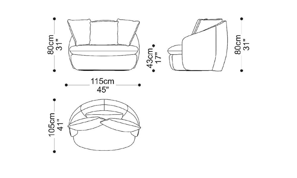 Image of the main dimensions of the product